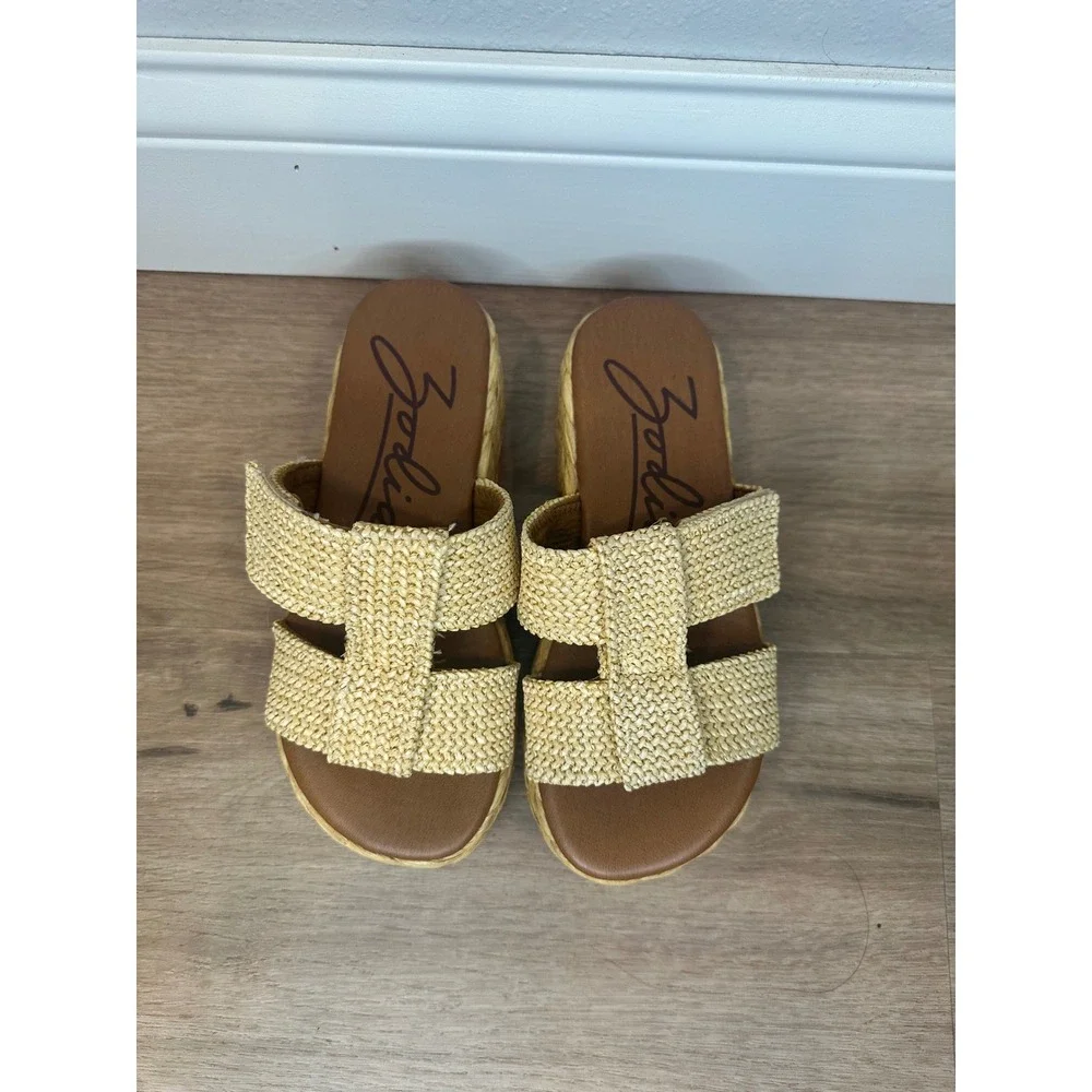 Zodiac Izzy Platform Slide Sandals Womens 5.5 Natural Woven Espadrille Boho Chic